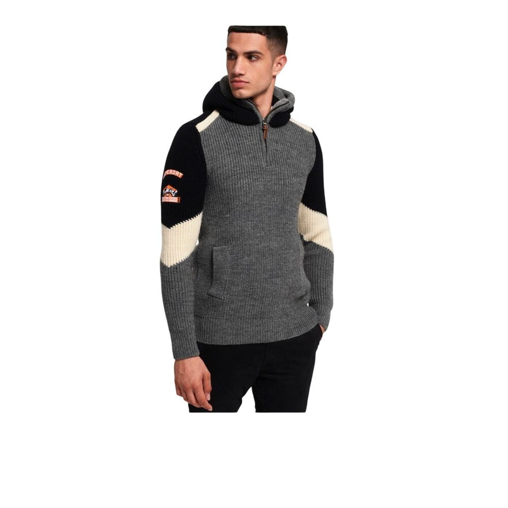 Super Ski men hoodies sweater, heavy duty thick quarter zip knit emblem SizeM